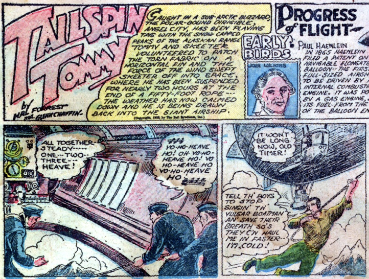 A couple panels of the Tailspin Tommy comic strip reprint from Famous Funnies #1, June 1934