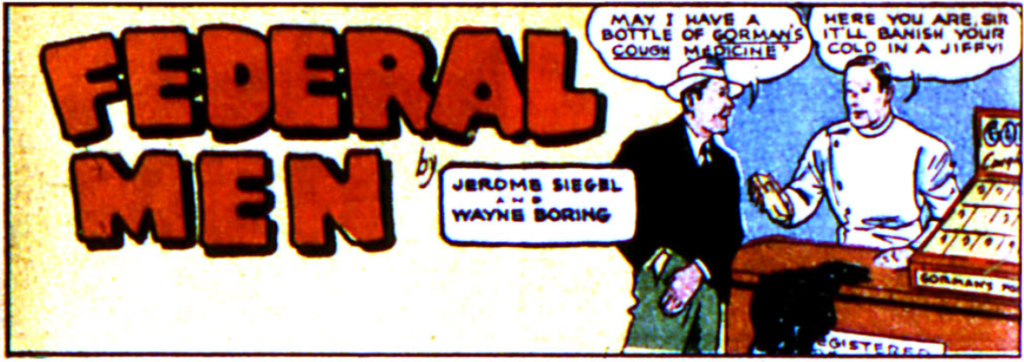 A panel from the Federal Men story in Adventure Comics #42, August 1939