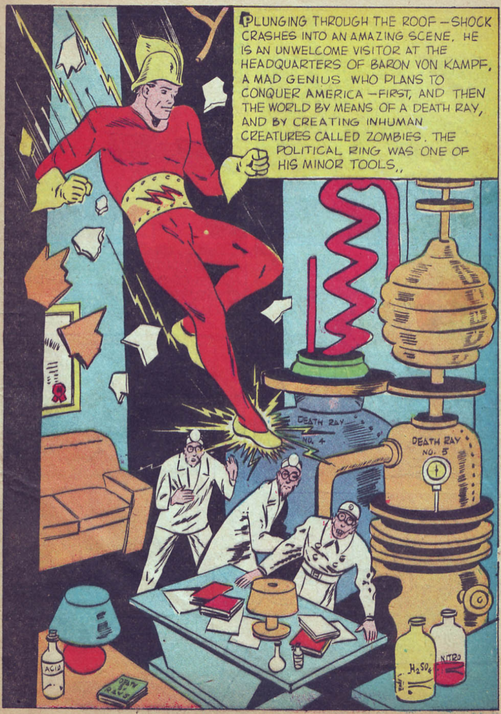 A panel from the Shock Gibson story in Speed Comics #1, August 1939