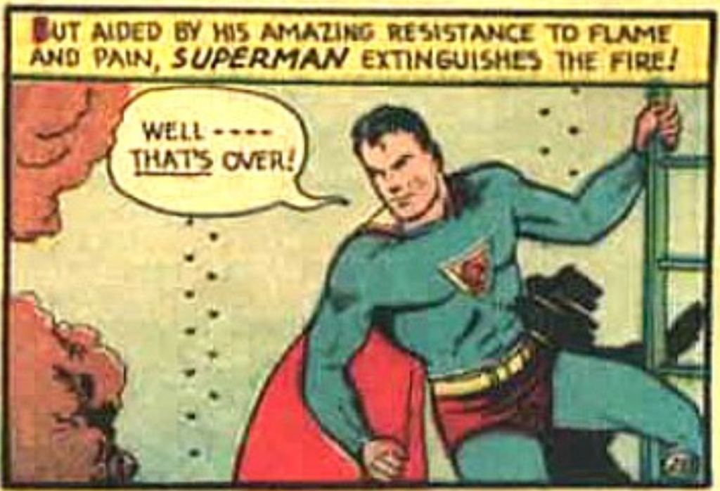 A panel from the Superman story in Action Comics #17, August 1939.