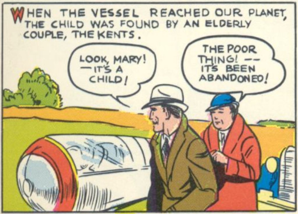 A panel from the first Superman story in Superman #1, May 1939