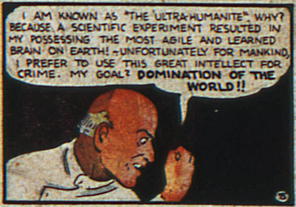 A panel from the Superman story in Action Comics #13, May 1939