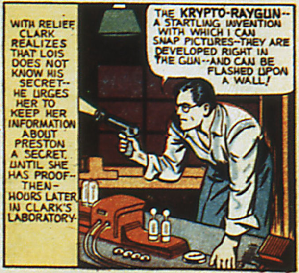 Clark invents the Krypto-Raygun in Action Comics #32, November 1940