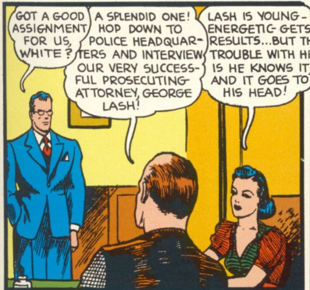 A panel from Superman #7, September 1940.
