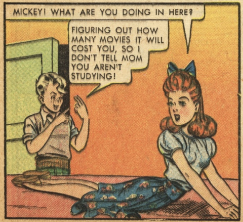 A panel from the first Patsy Walker story in Miss America Comics #2, Sept 1944