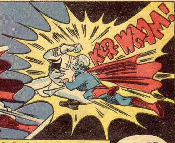 A panel from "The Case of the Living Trophies" in Superman #45, January 1947