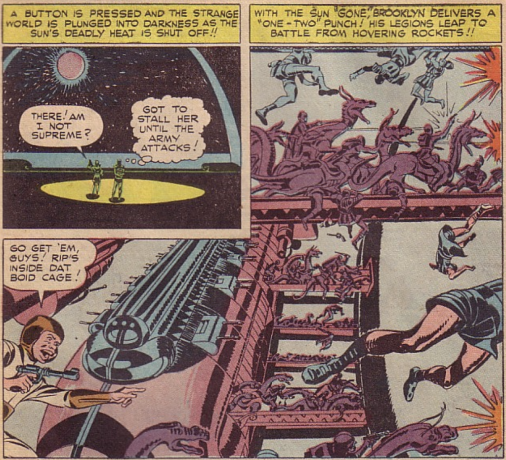 A battle in Atlantis in Boy Commandos #23, July 1947