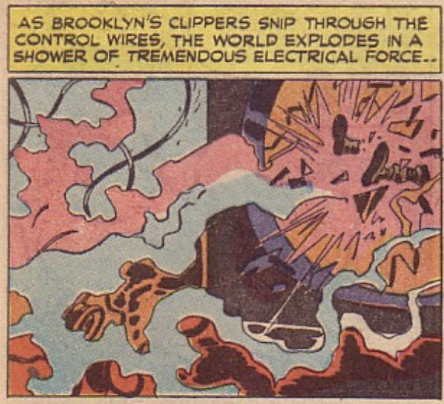 A Kirby-Krackle-like panel from Boy Commandos #23, July 1947