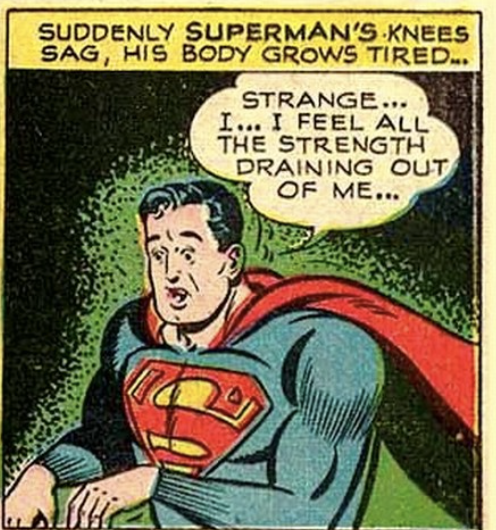 Superman gone limp in Superman #61, Sept 1949