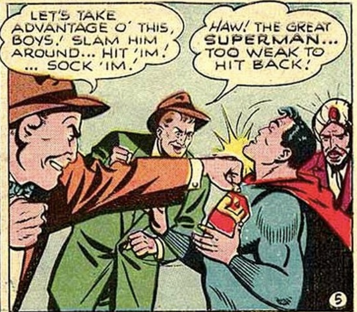 Superman getting a beat down in Superman #61, Sept 1949