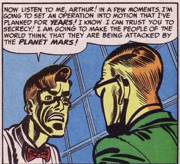 Professor Harlow reveals his plan in a panel from Weird Science #5, October 1950