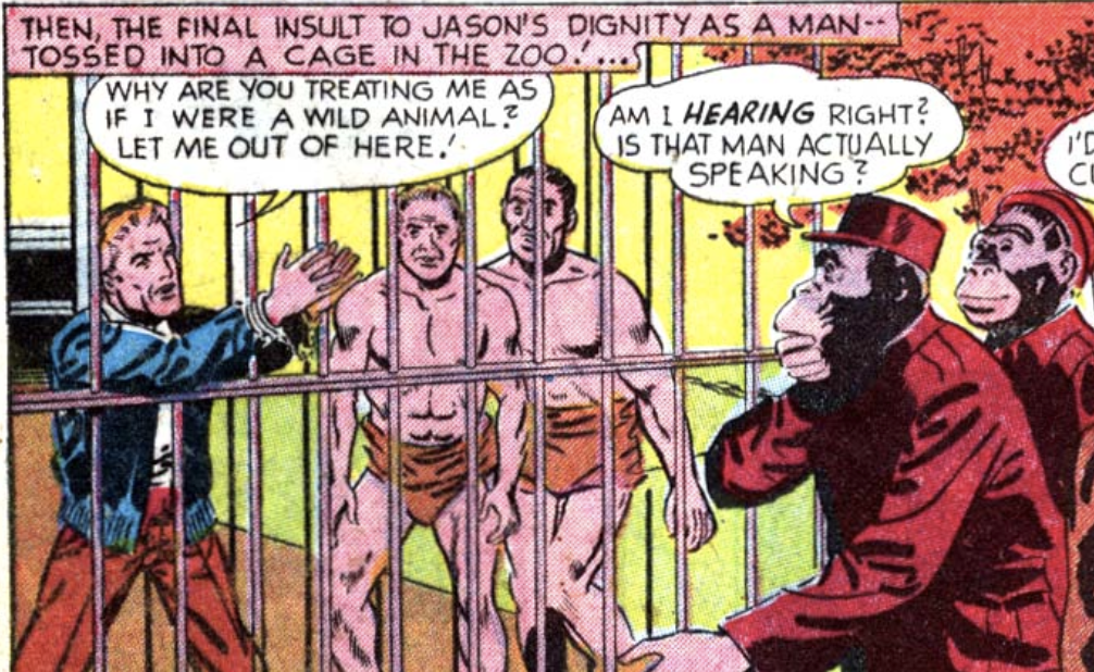 A panel from "Sideways in Time" in Strange Adventures #9, August 1951