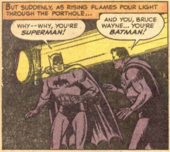 Batman and Superman learn each other's secret in Superman #76, March 1952