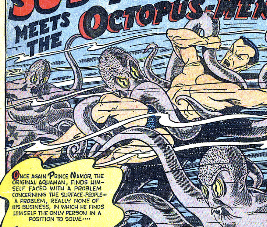 A panel from "The Sub-Mariner Meets the Octopus Men" in Human Torch #38, May 1954