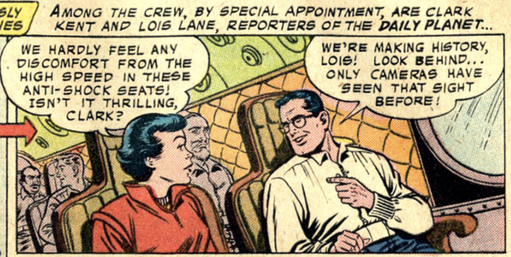 Lois and Clark take a flight in space in Action Comics #242, May 1958