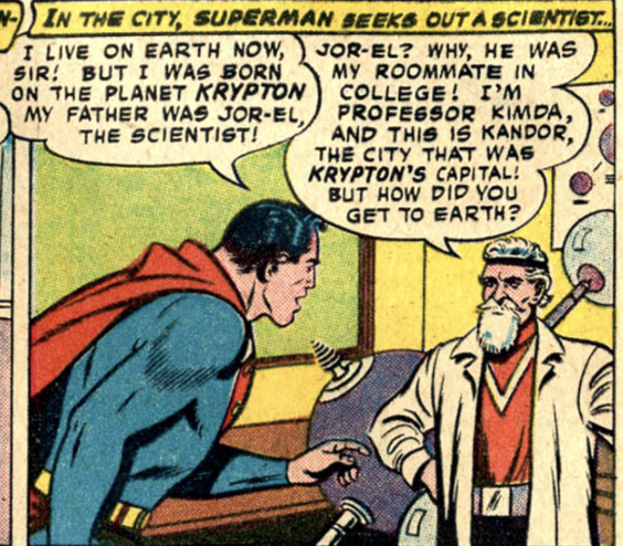 Superman meets a Kryptonian scientist in Action Comics #242, May 1958