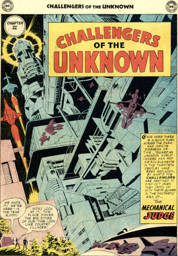 A giant splash page from Challengers of the Unknown #4, August 1958