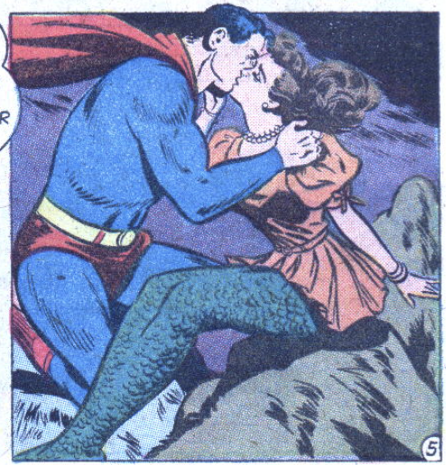 Superman lays a big one on Lori in Superman #135, December 1959
