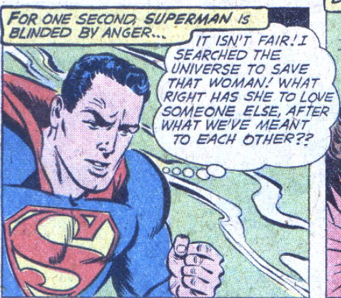 Superman furious at losing his love in Superman #135, Dec 1959