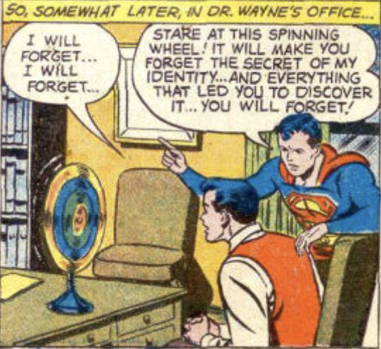 Superboy hypnotizes Bruce Wayne in Adventure Comics #275, June 1960