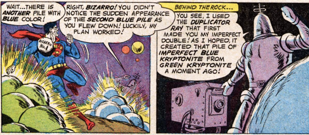 The first appearance of blue kryptonite in Superman #140, August 1960