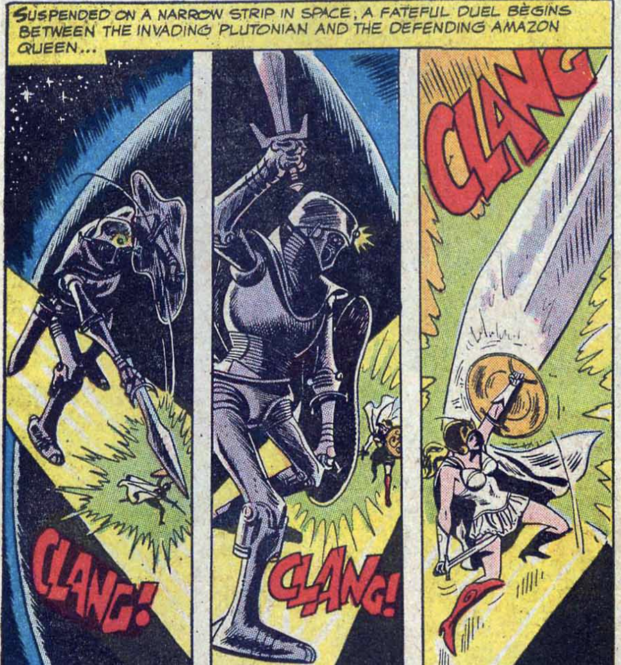 Hippolyta dueling in space from Wonder Woman #121, February 1961