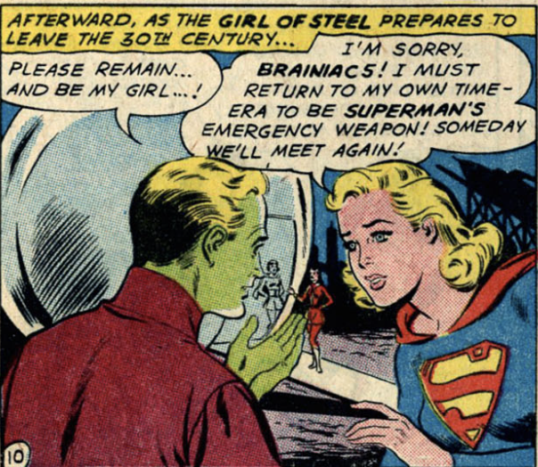 Brainiac 5 crushing on Supergirl in Action Comics #276, March 1961