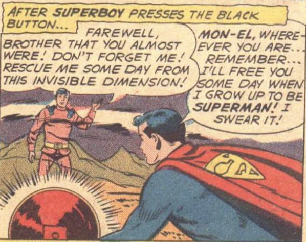 What a pal! Superboy imprisons Mon-El in the Phantom Zone in Superboy #89, April 1961