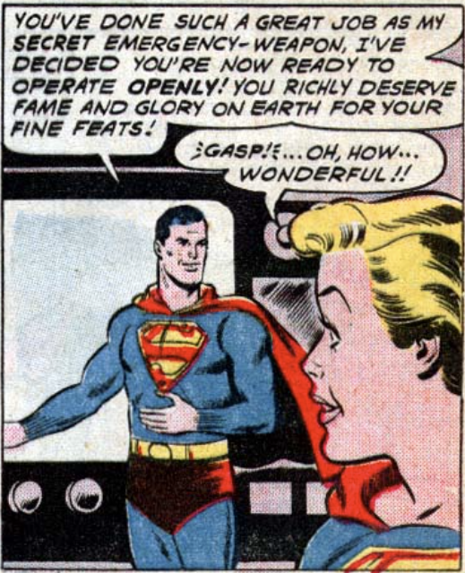 Teasing Supergirl's reveal in Action Comics #278, May 1961