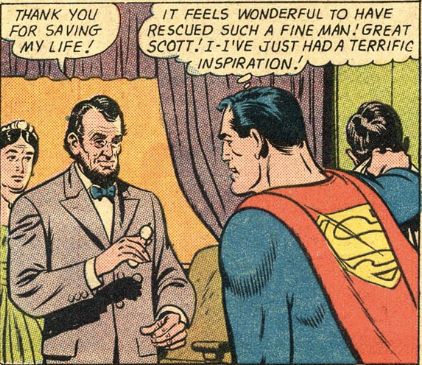 Superman saves Lincoln in Superman #146, May 1961