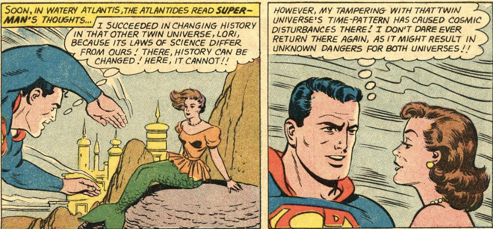 Superman sums up the parallel universe idea in Superman #146, May 1961