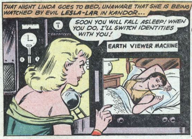 Lesla-Lar waits to exchange with Linda again in Action Comics #281, Aug 1961
